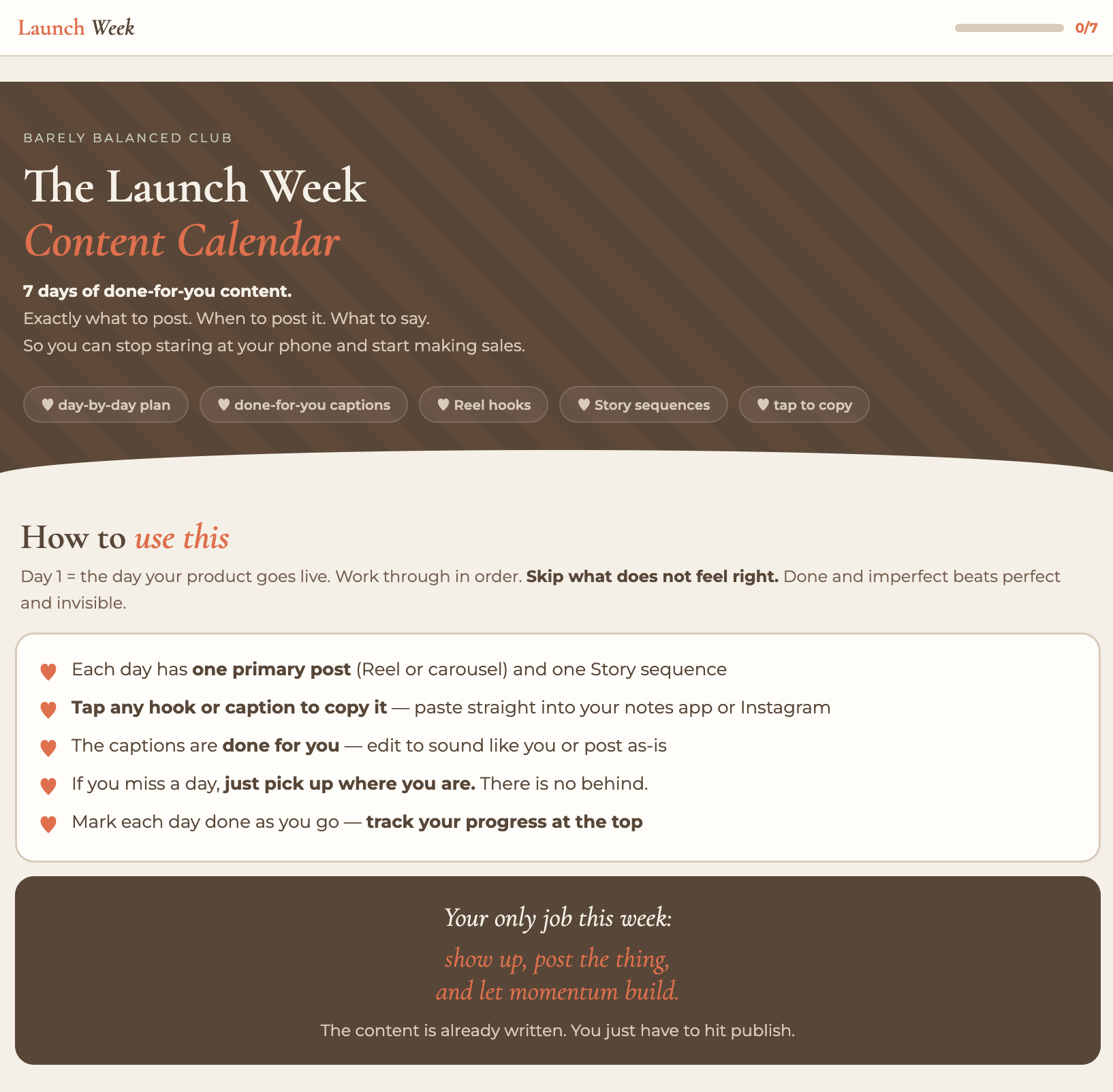 Sneak peek of the Launch Week Content Calendar